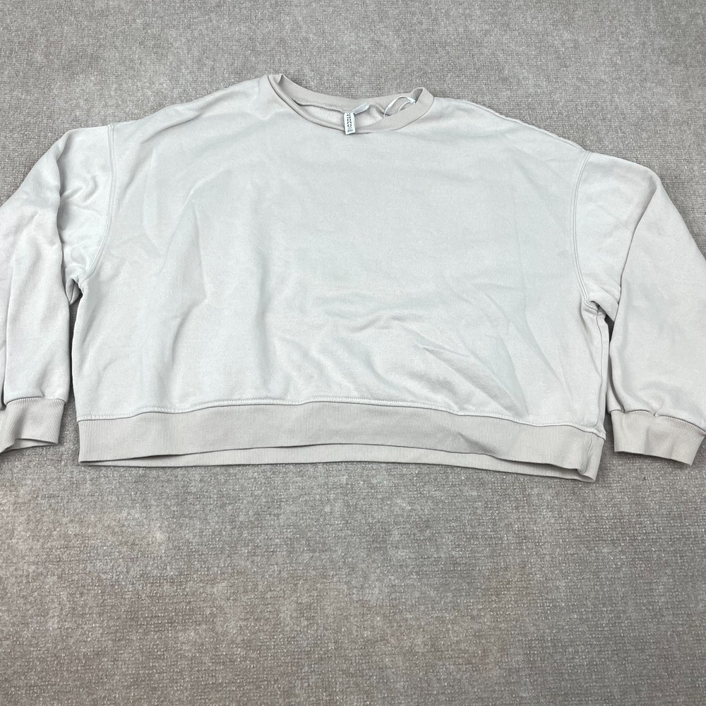 Divided By H&M Sweatshirt Womens 2XL Gray Loose Drop Shoulder Crew Neck Ribbed